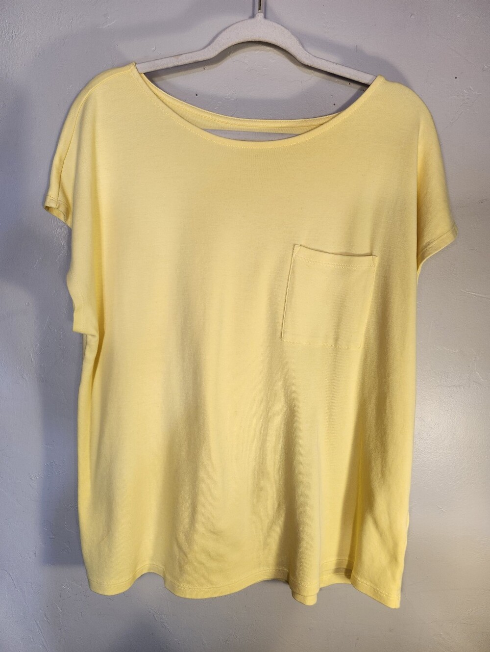 Coldwater Creek Pale Yellow Pocket Tee
